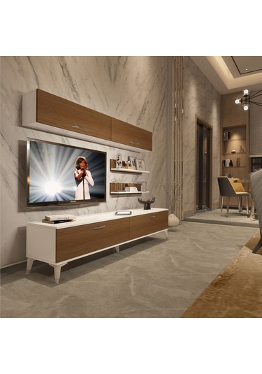 Decoraktiv Eko 5 Slm Std Silver Tv Ünitesi Tv Sehpası Beyaz - Ceviz