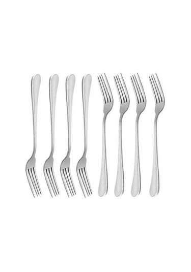 Besthome1 8 Adet 20 Cm Paslanmaz Çelik Uzun Saplı Yemek Çatalı Seti - Dayanıklı, Lavabo Uyumu, Her Zaman Kullanıma Uygun Gümüş Gümüş