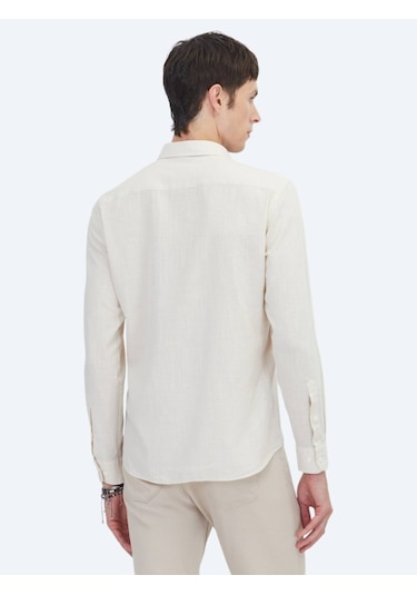 Kip Bej Regular Fit Dokuma Casual %100 Pamuk Gömlek