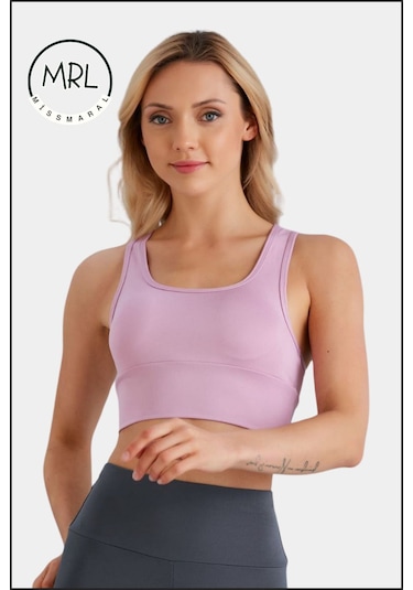 Kadın Lila Renk Sporcu Sütyeni Pedli Likralı Destekleyici Su Sporları Koşu Fitness Dans Sports Bra Lila