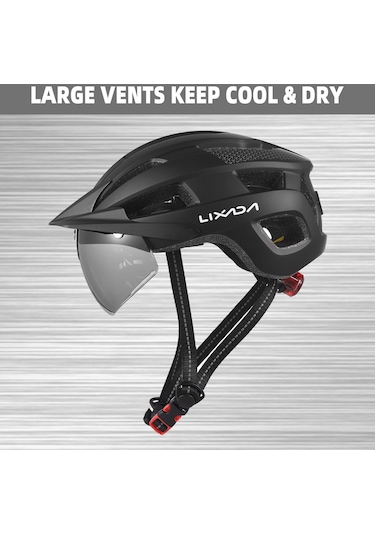 Lixada-Ön Cam Ve Güneşlik Ile Bisiklet Kaskı Güvenlik Ve Koruma Y28193B Siyah