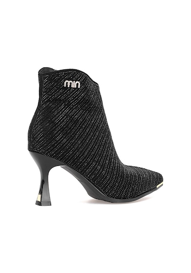 Guja 25k416-1 Kadın Taşlı Topuklu Bot Siyah Siyah