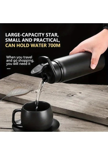 Honeybeeshop 20oz Siyah 1 Takım 600ml Bisiklet Su Şişesi Alüminyum Spor Termos Kamp Yürüyüş Balıkçılık Matarası Siyah-1 Takım