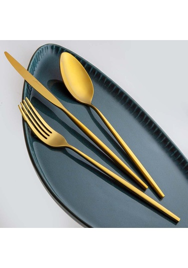Jumbo 5900 Infinity Titanyum Gold 12 Kişilik 84 Parça Çatal Kaşık Bıçak Takımı Titanyum Gold Titanyum Altın