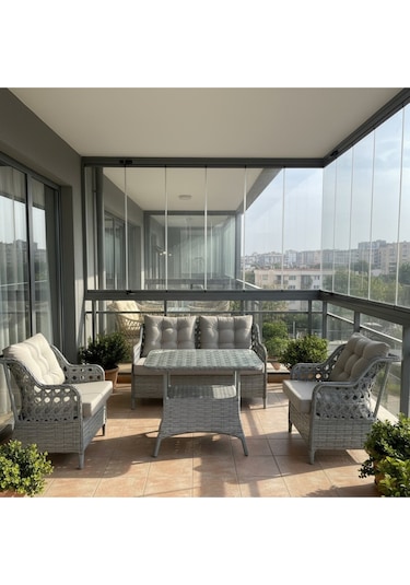 Sun Patio Sahara Gümüş Gri 2+1+1 Balkon & Bahçe Takımı