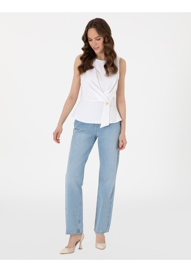 Pierre Cardin Kadın Beyaz Kısa Kollu Bluz 50301144-vr013 Beyaz