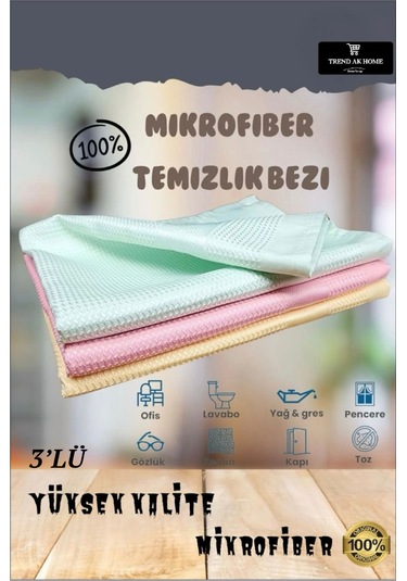 3 Lü Mikrofiber Yüksek Kaliteli Temizlik Bezi Çok Renkli