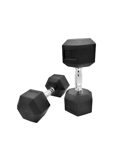 Rebuwo 15 KG 1 Adet Hex Dambıl Kauçuk Altıgen Dambıl Hex Dumbbell