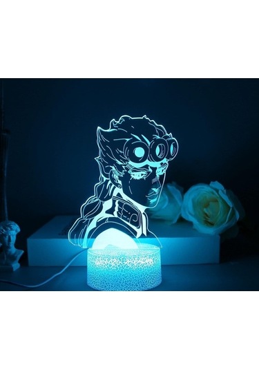Szypzstore Jojo Tuhaf Macera Anime Figürü Hayranları Için 3d Gece Lambası-optik Illüzyon Işıkları Uzaktan Kumanda İle 16 Renk Değişimi Çocuklar Için Led Lamba Noel Oyuncak Hediyesi 2x2k0f Siyah