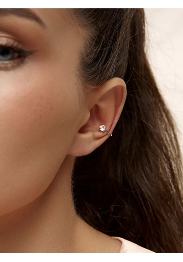 Zoloto Russkih Küpe Kaf Kaf, Delme Gerektirmeyen, 925 Ayar Gümüş Mono Küpeler, Zirkonlı. 145639690 Diğer