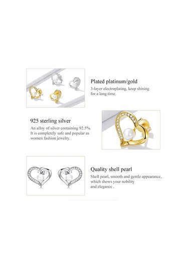 Bamoer Yeni Gelenler 925 Ayar Gümüş Aşk Kabuğu İnci Saplama Küpeler Temizle Cz İle Kadınlar İçin Güzel Takı Yıldönümü Hediyesi A