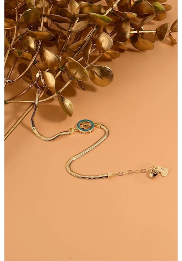 Çgk Çiğdem Gürel Kuyumculuk Mineli Yonca Balık Sırtı Altın Bileklik Çok Renkli