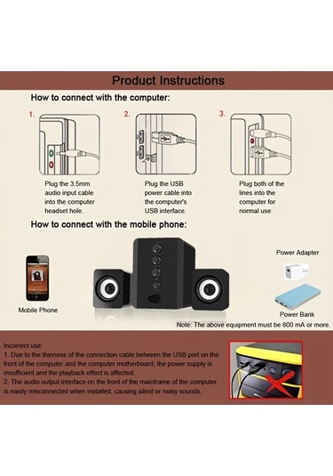 Willowhaven Siyah Bağımsız Ayarlı 3 İnç Bass Mini Hoparlörler Usb Tablet Laptop Taşınabilir Yüksek Kalite Ses