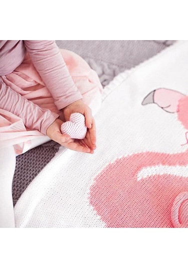 Sones Flamingo Örgü Battaniye Karikatür Uyku Tulumu Ölçü: 60x120cm Mavi