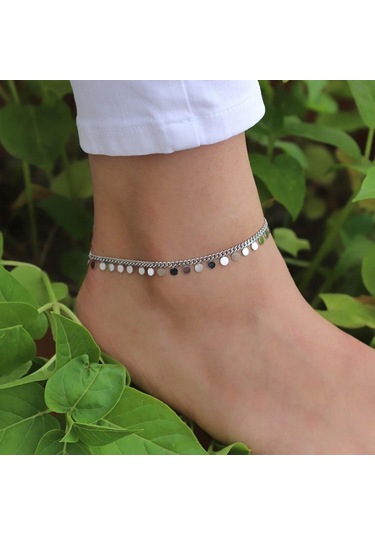 Yuvarlak Para Para 925 Ayar Gümüş Halhal Gümüş