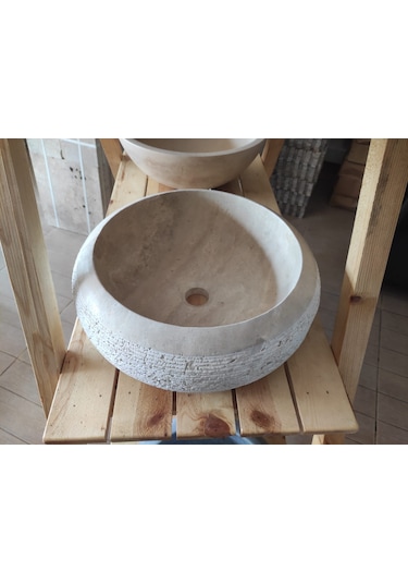 Traverten Tarama Silindir Lavabo