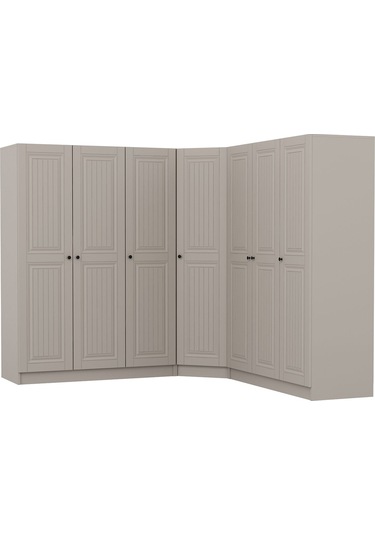 Kale 7 Kapaklı 4 Çekmeceli Köşe Dolap Kumtaşı Mebran İlkbahar 190cm Bej