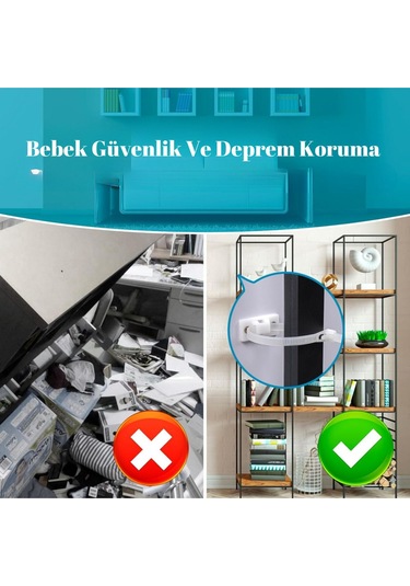 2 Adet Kolay Montaj Deprem Güvenlik Mobilya Dolap Düşme Engelleme Mobilya Sabitleyici Bebek Güvenlik Çok Renkli