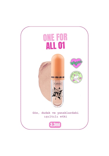 Callista One For All Eyes & Lips & Cheeks Işıltılı Likit Göz farı - 01 Daylight