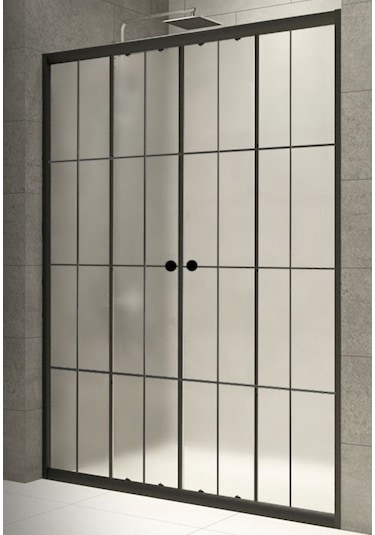 Durul Duşakabin Ön Cephe Siyah Çizgi Buzlu Siyah