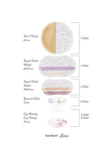 Bambum Lara - 26 Parça Porselen Kahvaltı Takımı Rafael Diğer