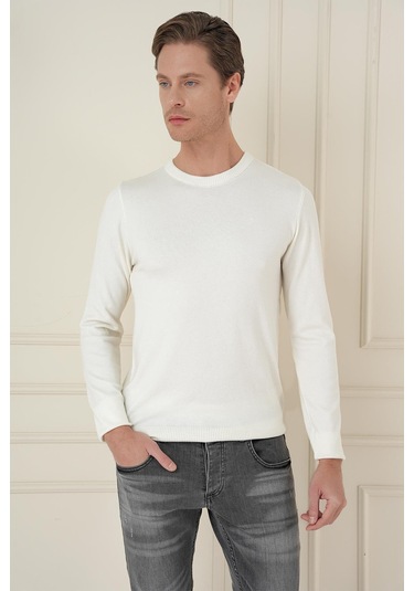 Tr 875 Slim Fit Ekru Klasik Triko Ekru