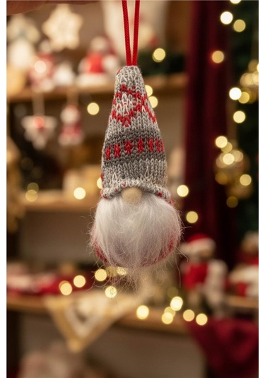 Yılbaşı Ağaç Süsleri Koleksiyonu- Gri Şapkalı Beyaz Sakallı Süs