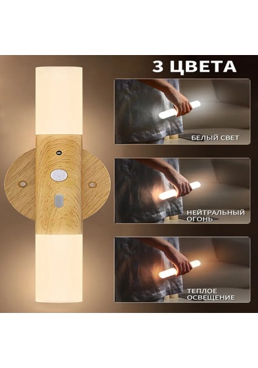 Springsun Usb Şarjlı Akıllı İnsan Algılama Duvar Lambası, İki Kafa Döner Akrilik Stairway Geçit Işığı, Sürekli/algılama Modu, Dahili Pil, Ambiyans Aydınlatması Ahşap