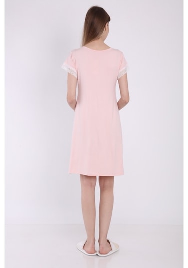 Luvmabelly Myra9680 Önden Bölmeli Dantelli Hamile Geceliği -pembe-pembe