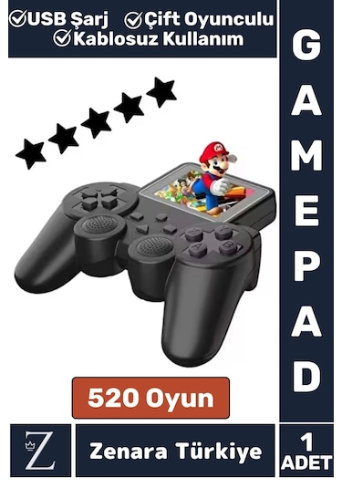 Çift Oyunculu Usb Şarj Mini Uyumlu El Atarisi Street Fighter Super Mario 520 Nostalji Oyun Gamepad