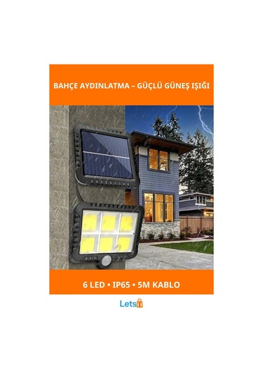 Su Geçirmez Güneş Enerjisi Panelli 6 Led Bahçe Aydınlatma Çok Renkli