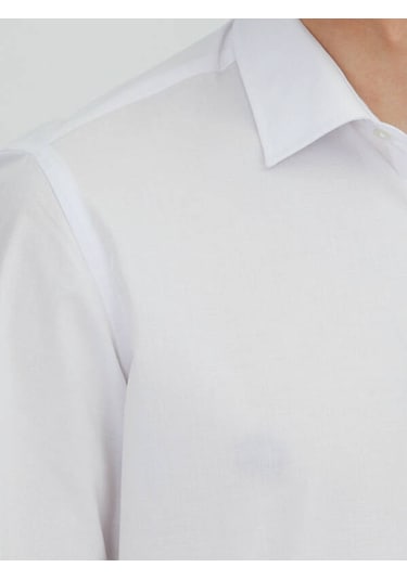 Kip Kırık Beyaz Regular Fit Dokuma Klasik Pamuk Karışımlı Gömlek Beyaz