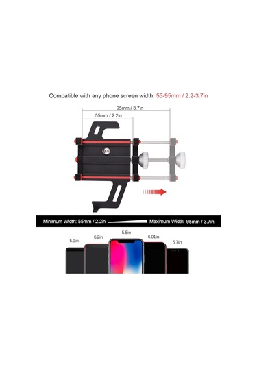 Valkyrie 879-k Alüminyum Motorsiklet Bisiklet Cep Telefonu Tutucu - Darbeye Dayanıklı Paslanmaz - 360 Derece Dönebilir - Evrensel Uygunluk Kırmızı