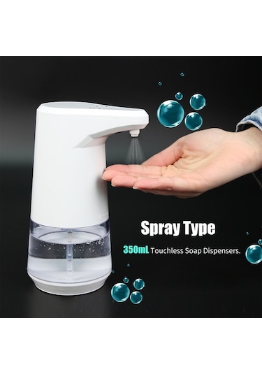 Dancemonkey Otomatik Sensörlü Beyaz 350ml El Dezenfektanı - Ev & Ofis Kullanımı Hijyen Püskürtmeli Dispanseri Beyaz