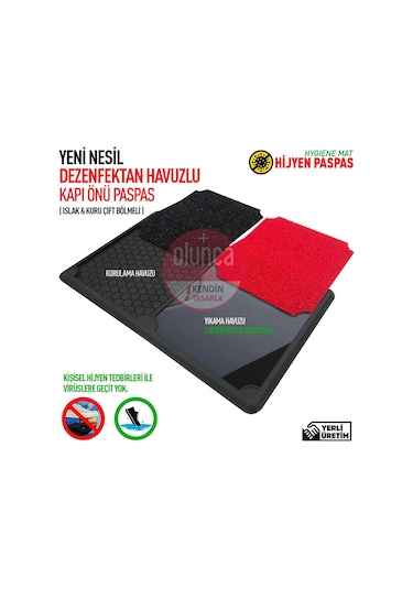 Yeni Nesil Islak - Kuru Dezenfektan Havuzlu Hijyen Paspas 50X80Cm