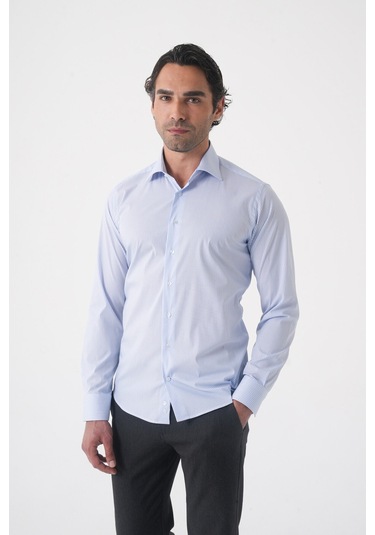 Bisse Açık Mavi Uzun Kol Klasik D Yaka Cepsiz Erkek Gömlek Gmkls250045 D33 Açik Mavi
