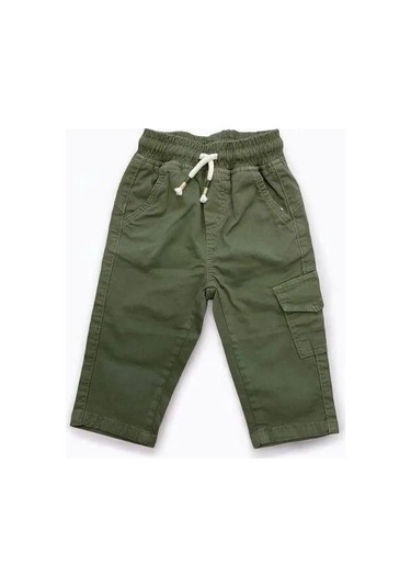 Erkek Bebek Bel Lastikli Dokuma Yeşil Pantolon-15321 Yeşil