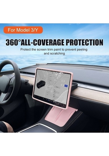 Flybuy Tesla Model3 Ekran Korumu Silikon Çerçeve Siyah, Tampon Kapak