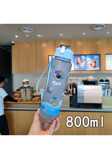 Yifomall Mavi Astronot Desenli Yazlık Mat Bardak: Tıklama Kapağı, Pipet, Taşıma Kordonu Ve Isı Saklama Özelliği İle Dayanıklı Pc Plastik Su Kabı Diğer