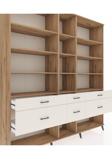 Hyperion Dolap 12 Raflı 6 Çekmeceli 220x44x243 Çam-çam/aytaşı Atlas Çam/aytası