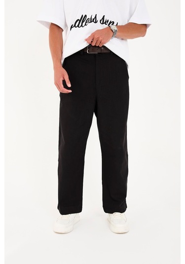 Rocqerx R-4419 Fermuarlı Baggy Pantolon Siyah