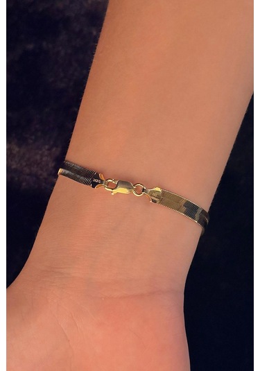 14 Ayar Altın İtalyan Ezme Bileklik 5.60 Mm Pembe Altın