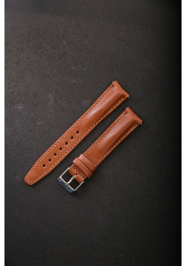 Hakiki Deri 18mm Akıllı Pimli Saat Kordonu Açık Kahverengi