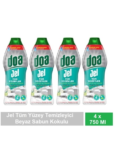 Doa Jel Tüm Yüzey Beyaz Sabun Kokulu Yüzey Temizleyici 750 Ml X 4 Adet 4'lü Set
