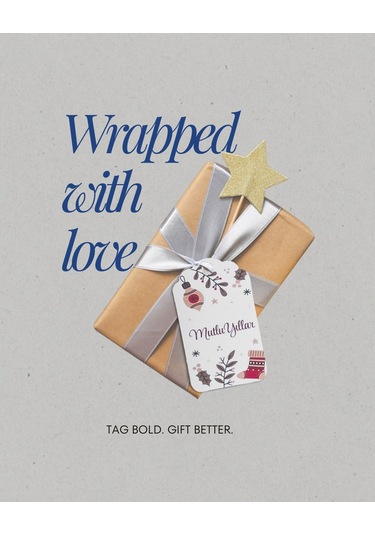 Yılbaşı Mutlu Yıllar Yazılı Hediye Etiketi, Çorap Temalı Paketlem