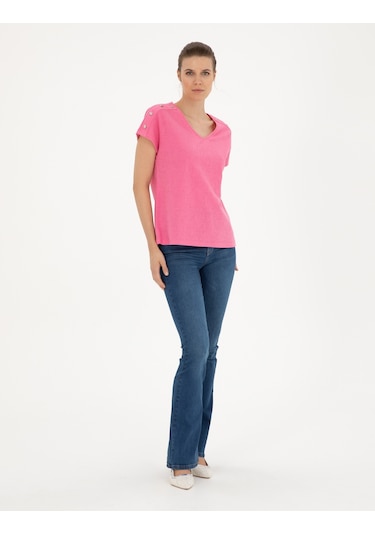 Pierre Cardin Kadın Pembe Tişört 50283429-vr041 Pembe
