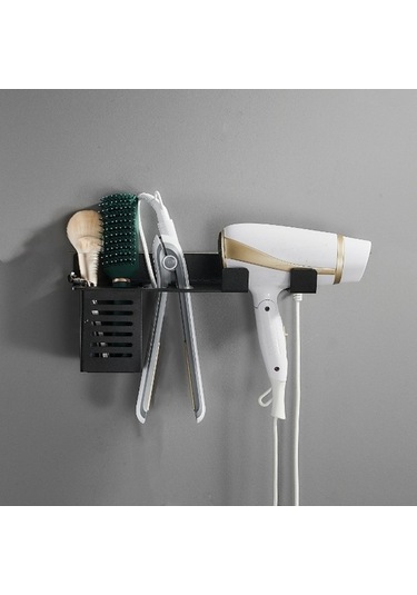 Wondernest Saç Kurutma Rafı, Duvara Monte Makinesi Lichen Depolama Banyo Ab Siyah