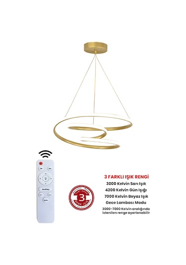 Ransom Kumandalı Gold Dimmerli Led Avize Galaksi Ledli Avize Altın