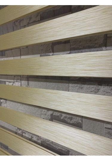 Krem Renk Bambu Zebra Perde (Etek Boncuklu)