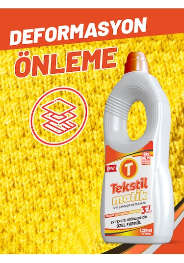 Tekstilmatik Ev Tekstili 3'ü 1 Arada Sıvı Vegan Çamaşır Deterjanı 1200 ML